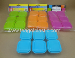 6PK mini square storage containers plastic
