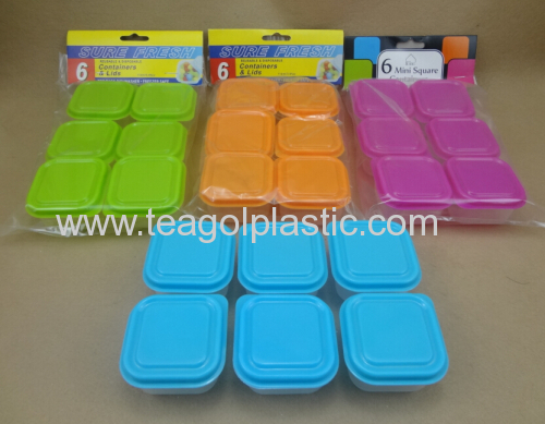 Set of 6pc mini storage container square plastic
