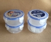 Set of 2 plastic mini clip lock storage containers Round 0.285L