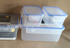 Plastic lockable food containers rect. set of 3