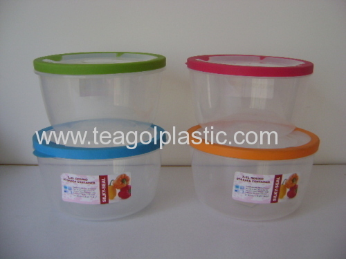 TPR seal food storage container round 2L plastic