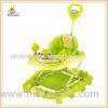 Green Plastic Rolling Baby Walker With Handle , Ajdustable Backrest Easy Store