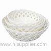 Round Storage Basket in White, Made of Plastic Rattan, Used for Packing and Storage