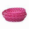 Oval Storage Basket in Pink, Made of Plastic Rattan, Used for Packing and Storage