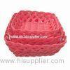 Square Storage Basket in Red, Made of Plastic Rattan, Used for Packing