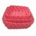 Square Storage Basket in Red, Made of Plastic Rattan, Used for Packing