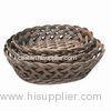 Oval Storage Basket in Coffee, Made of Plastic Rattan, Used for Packing and Storage