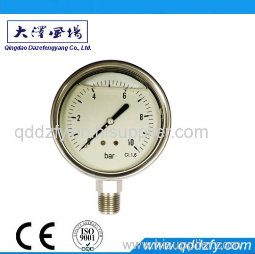 silicone or glycerine filled pressure gauge(stainless steel case brass connection)