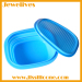 Folding blue silicone lunch box