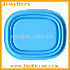 2014 collapsible custom Blue Korean silicone lunch box