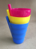 3PK plastic drinking cup with built in straw 3PK sipper cups