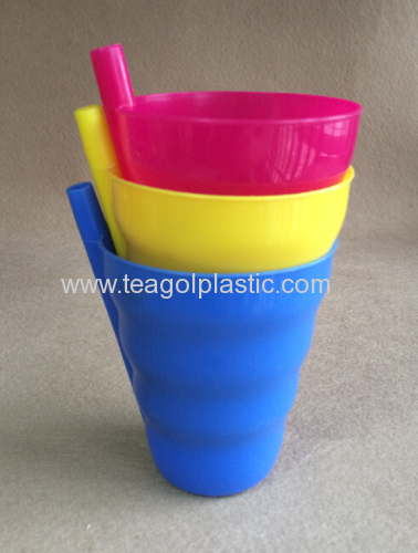 3PK plastic drinking cup with built in straw 3PK sipper cups