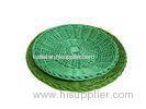 Green Handmade Oval Poly Rattan Basket Tray Storage Home Use