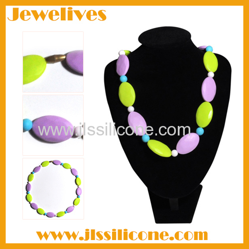 Silicone double color beads shape necklace