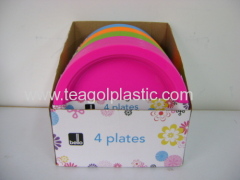 Plastic plates 4PK 9 inch in display box packing