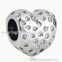 European Style Sterling Silver Sparkle of Love with Clear CZ Stone Charm