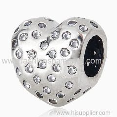 European Style Sterling Silver Sparkle of Love with Clear CZ Stone Charm