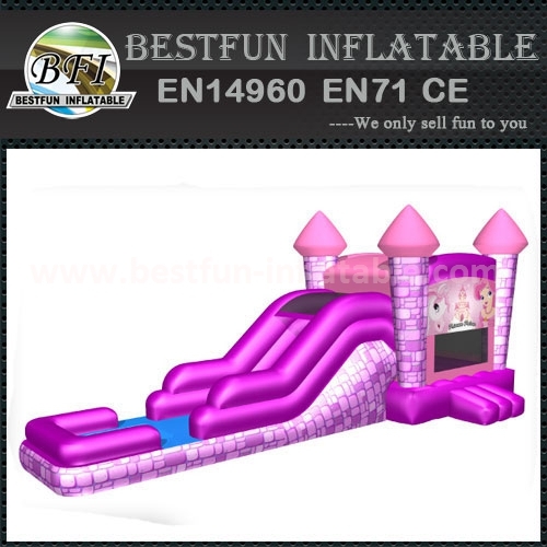 Pink princess inflatable combo with slide