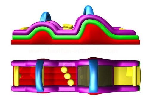 Inflatable obstacle course with slide and tunnel