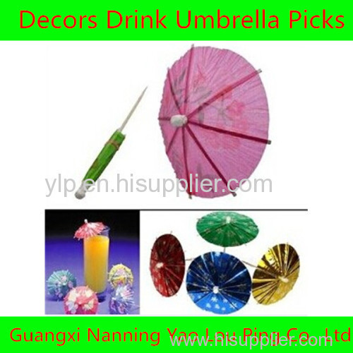 Wholesale Cheap Price Umbrella Toothpick/Drink Alcoholic Promotion Picks/Decorative Umbrella Stick