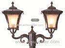 Brown Aluminum Outdoor Pole Lamps Antique European Pillar Lighting IP65