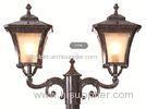 Brown Aluminum Outdoor Pole Lamps Antique European Pillar Lighting IP65
