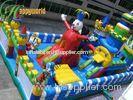 Durable Happy Clown Island Inflatable Fun City Commercial Bouncers With Big Playground