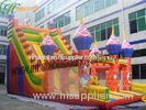 Huge Colorful Castle Commercial Inflatable Slide 0.55mm 1000d , 18 OZ PVC Tarpaulin