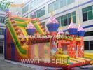 Huge Colorful Castle Commercial Inflatable Slide 0.55mm 1000d , 18 OZ PVC Tarpaulin