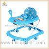 Adjustable Backrest Sit In Rolling Baby Walker Blue Cartoon Elephant Style