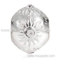 Sterling Silver Sun Charm Beads with Clear Austrian Crystal European Style
