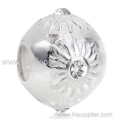 Sterling Silver Sun Charm Beads with Clear Austrian Crystal European Style