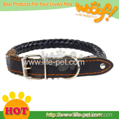 braided leather dog collar