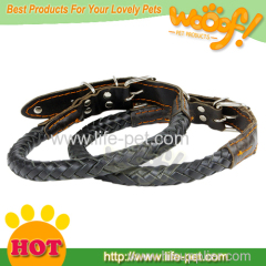 braided leather dog collar