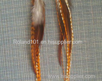 Striped Synthetic Pink Feather Hair Extension