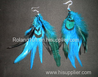 High quality synthetic rooster colorful feather and clip for hair extension