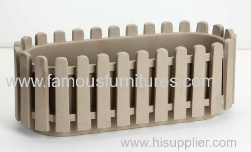 rectangular plastic flower pot with fence design