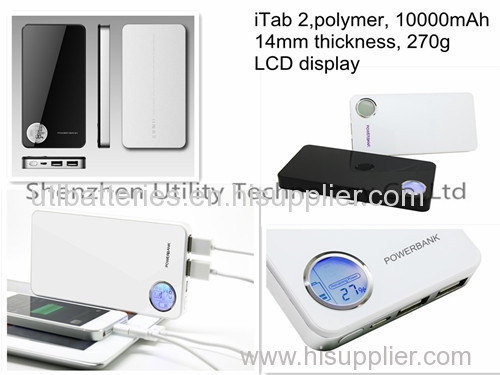 super capacity 10000mAh power bank with LCD display/charger for any USB digital devices