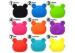 Eco-Friendly Silicone Coin Purse With Round Ears , Black / Blue Color