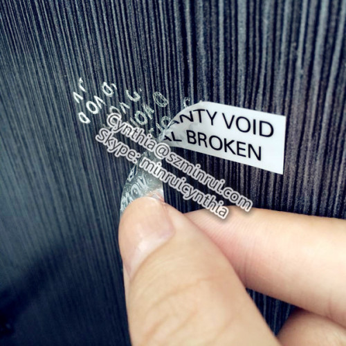 Custom Waterproof PET Adhesive Warranty Void Sticker Label 