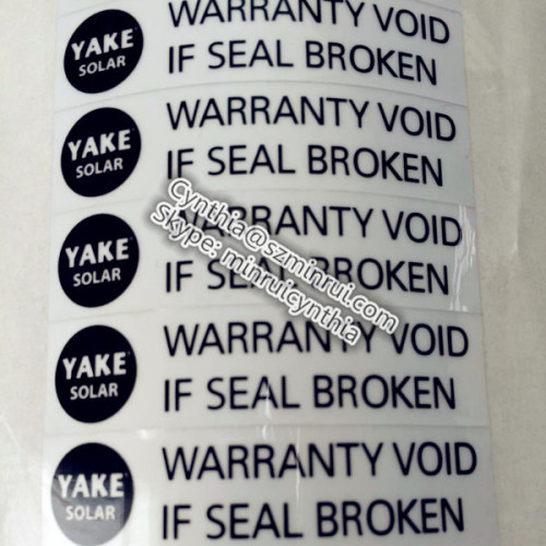 Custom Waterproof PET Adhesive Warranty Void Sticker Label 