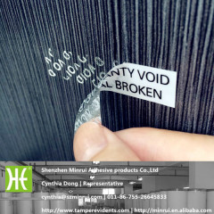 Custom Waterproof PET Adhesive Warranty Void Sticker Label