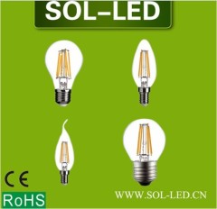 6W 8W clear glass E27 LED Filament 360 degree 80Ra 700lm Dimmable LED Filament light bulb