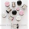 Screw on ear plug with prong set big ziron,316l stainless steel body jewelry,ear plugs,ear gauge