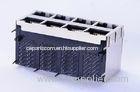 Through Hole Stacked RJ45 , 2 X 4 Port Ethernet Stacked MagRJ45 0810-2H4R-C8