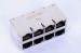 10/100BaseT Stacked RJ45 , 2 x 4 Port Jack RoHS With 3w-YG 0810-2H4R-C8-F