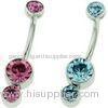 CZ gem belly button ring piercing jewelry