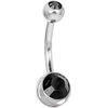 Hand polish stainless steel with black Cz gem belly ring jewelry body piercin