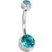 Wholesale hot selling double blue gem stainless steel fashion belly ring jewelry
