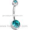 Wholesale hot selling double blue gem stainless steel fashion belly ring jewelry